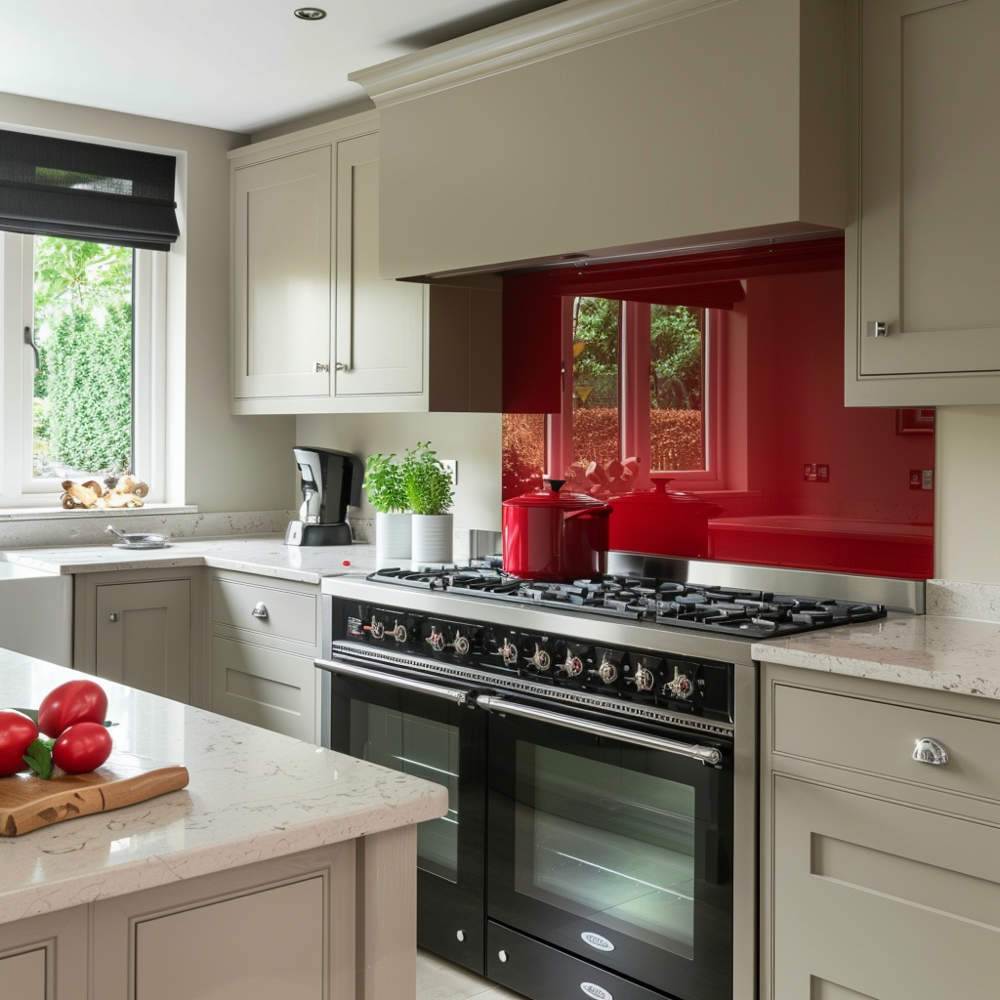 Red coloured splashback